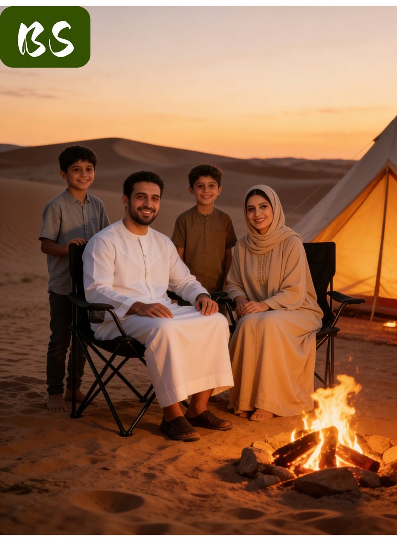 BS (Portable emergency chair) Portable camping chair (with carrying bag) | Folding fishing chair with armrests and cup holder | Can be used as a sports chair, outdoor chair, and lawn chair | Durable and multifunctional folding chair | Portable beach chair - Image 2