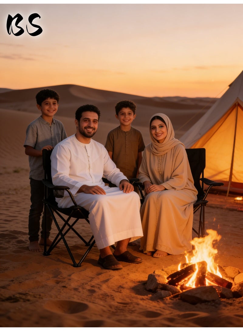 بي إس كرسي طوارئ محمول | كرسي تخييم محمول (مع حقيبة حمل) | كرسي صيد قابل للطي مع مساند للذراعين وحامل أكواب | يمكن استخدامه ككرسي رياضي، وكرسي خارجي، وكرسي حديقة | كرسي قابل للطي متين ومتعدد الوظائف | كرسي شاطئ محمول - Image 3