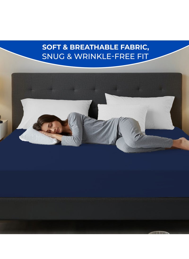 Infinitee Xclusives Infinitee Xclusives Fitted Sheet Twin Size – 1 Piece 39”x75” deep Pocket Blue Twin Size Fitted Sheets only, Fitted Bed Sheets – Lightweight Soft Microfiber, Shrink and Fade Resistant Fitted Sheets  - Image 3