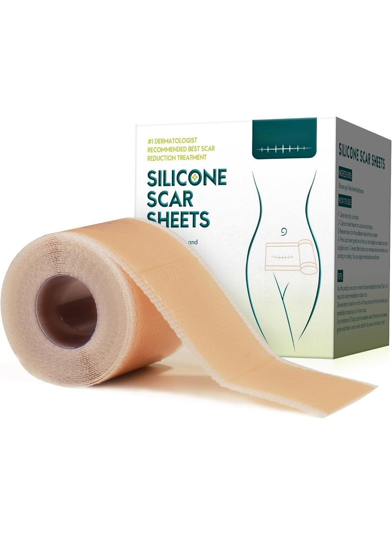 Scar Sheets(1.6'' x 60''Roll-1.5M) - Soft Silicone Gel Scar Tape Painless Silicone Tape Roll - Effective Silicone Scar Removal Strips Sheets for C-Section & Keloid Surgery, Burn, Acne - Image 2