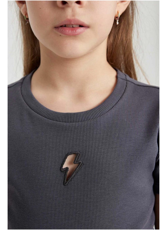 DeFacto Girl Slim Fit Knitted Short Sleeve Body  - Image 4