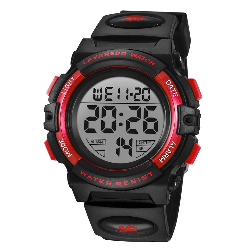 Boys Digital Sport Watch, Waterproof, LED Backlight, 50 M Waterproof Alarm, Calendar, Analog, Soft Silicone Strap, 3-15 Year Old - Image 1