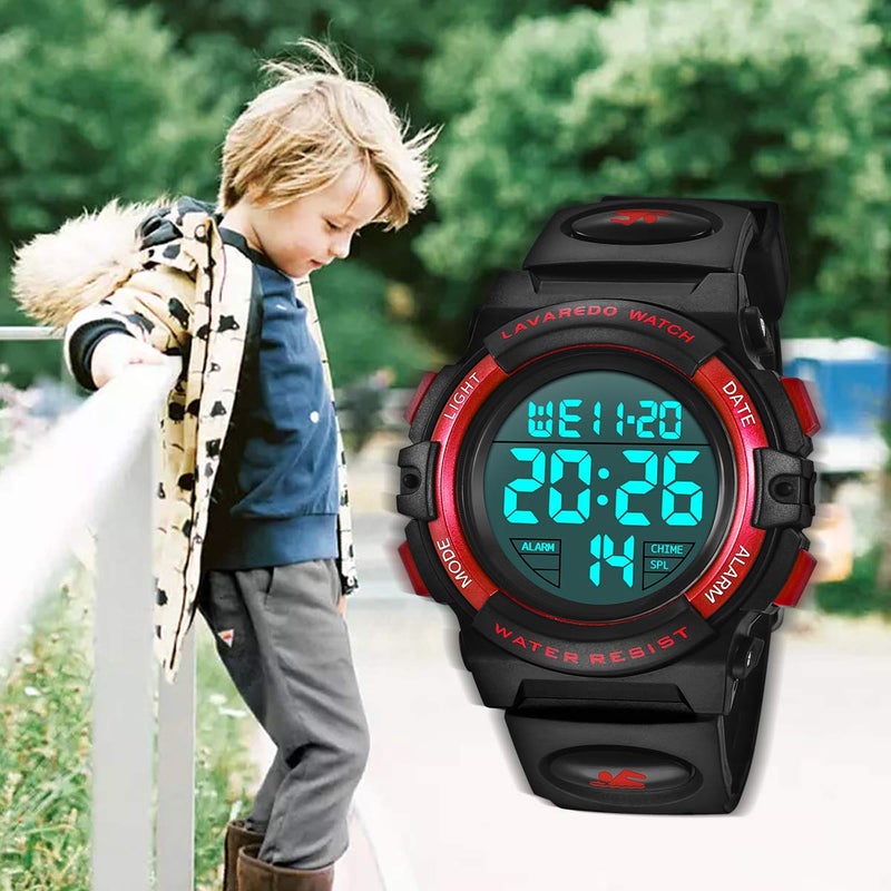 Boys Digital Sport Watch, Waterproof, LED Backlight, 50 M Waterproof Alarm, Calendar, Analog, Soft Silicone Strap, 3-15 Year Old - Image 5