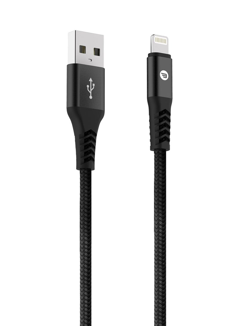 بايكرون كابل شحن Lightning معتمد بشهادة MFi بطول 3 متر مضفر للآيفون أسود - Image 2