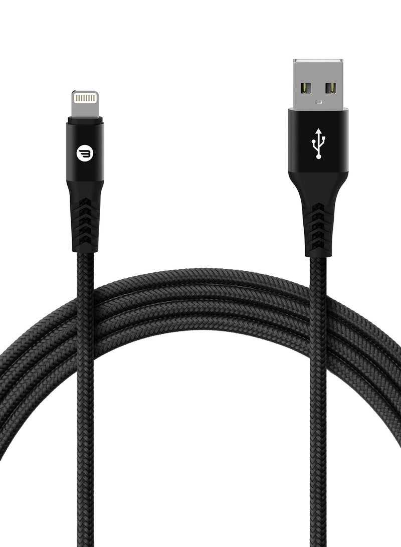 بايكرون كابل شحن Lightning معتمد بشهادة MFi بطول 3 متر مضفر للآيفون أسود - Image 1