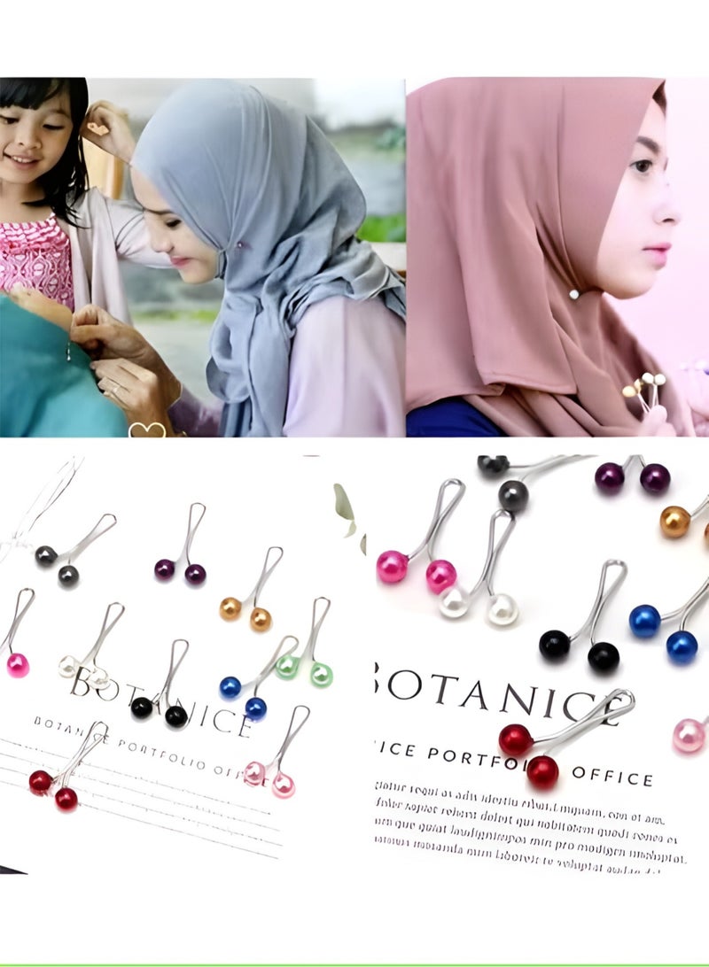 12 Pcs Elegant Hijab Clips & Scarf Pins - No-Hole Brooches for Women - Image 4