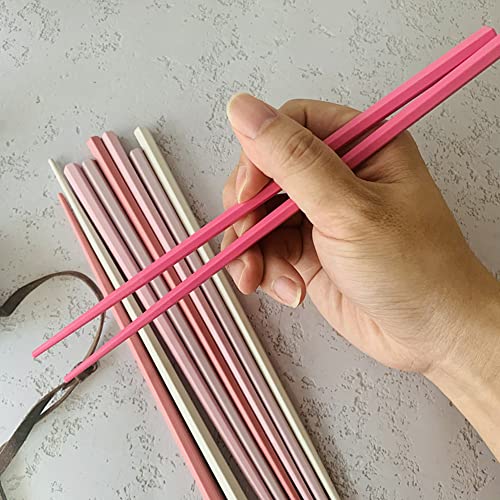 Koolemon 5 Pairs Fiberglass Reusable Chopsticks, Non-Slip, 5 Pairs Set (Pink) - Image 3