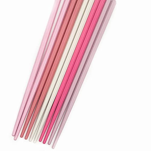 Koolemon 5 Pairs Fiberglass Reusable Chopsticks, Non-Slip, 5 Pairs Set (Pink) - Image 4
