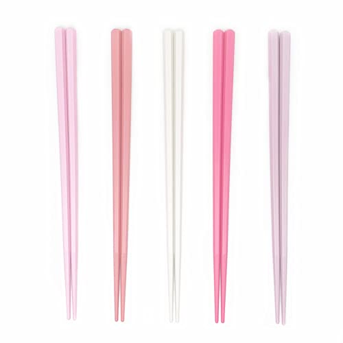 Koolemon 5 Pairs Fiberglass Reusable Chopsticks, Non-Slip, 5 Pairs Set (Pink) - Image 1