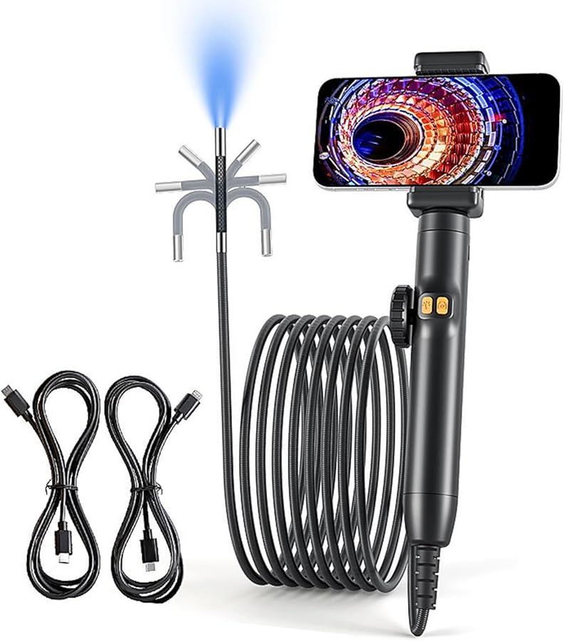 6mm Endoscope Inspection Camera With 6 LEDs Flexible Snake Articulating Borescope Adjustable - Image 1