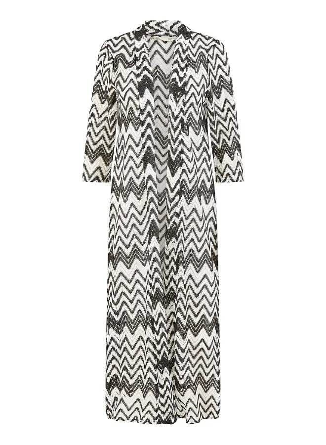 Yumi Zig Zag Crochet Long Knitted Kimono