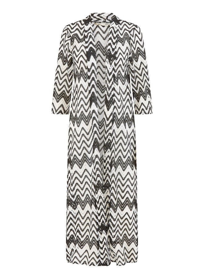 يامي كيمونو طويل محبوك بتصميم زيج زاج - Image 5