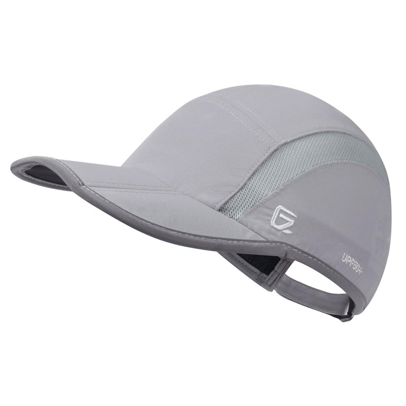 GADIEMKENSD Baseball Cap Nylon Running Cap Outdoor Sports Hat for Men Woman Adjustable Quick Drying Reflective Foldable 50+ UPF Inhibit UV Mesh Race Performance Lightweight Water Repellency Light Grey - Image 1