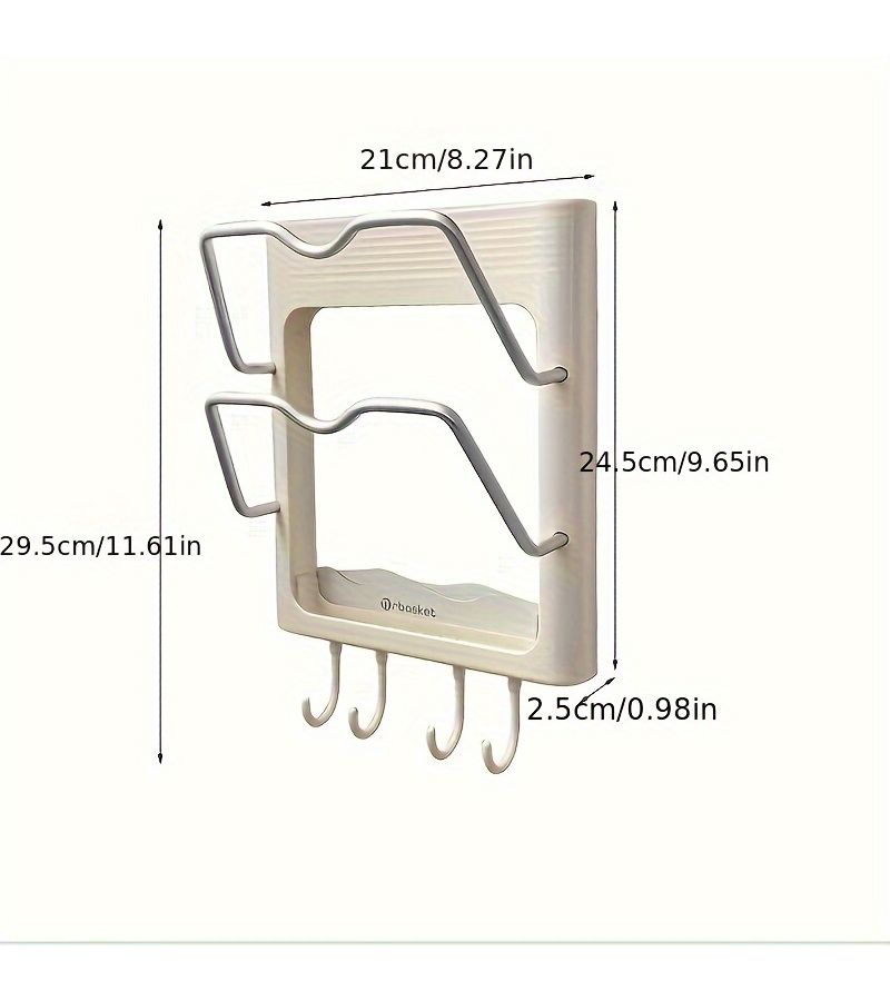 Double Layer Cream Wall Mounted Hair Clipper Holder No Drilling Required - Image 3