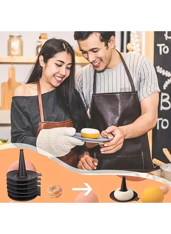 3 قطع من قالب السيليكون للدونات بلون بني وأبيض وأسود، قالب بيضوي للمعجنات مناسب للدونات والخبز الحلقي والكيك والموس والحلوى، أداة أساسية للمطبخ لعشاق الخبز، إكسسوارات الخبز. - Image 4