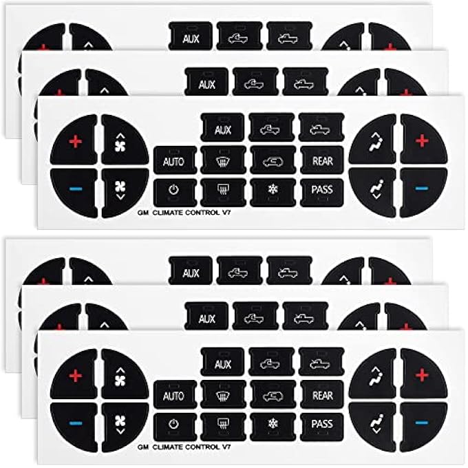 MAKINGTEC Ac Dash Button Repair Sticker For Chevy Car Replacement Part For Fixing Ruined Faded Control Radio Dash Replacement Decal Sticker For Suv Truck Accessories6 Packs - Image 2