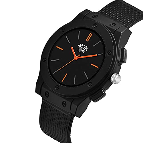 SWADESI STUFF Silicone Braacelet Watch Combo Analog Men Watch (Black Dial Black Colored Strap), Black Band - Image 2