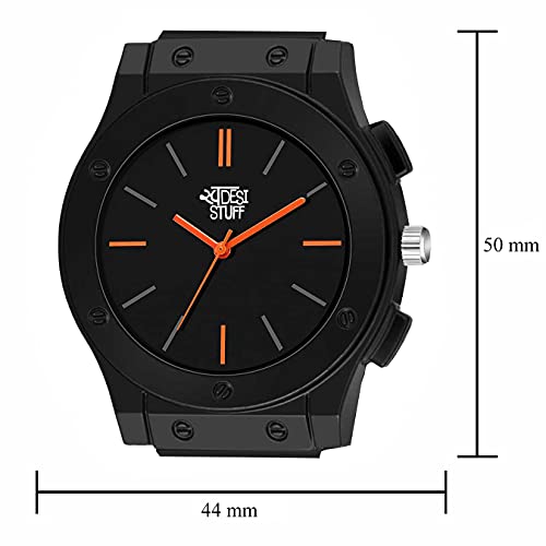 SWADESI STUFF Silicone Braacelet Watch Combo Analog Men Watch (Black Dial Black Colored Strap), Black Band - Image 3
