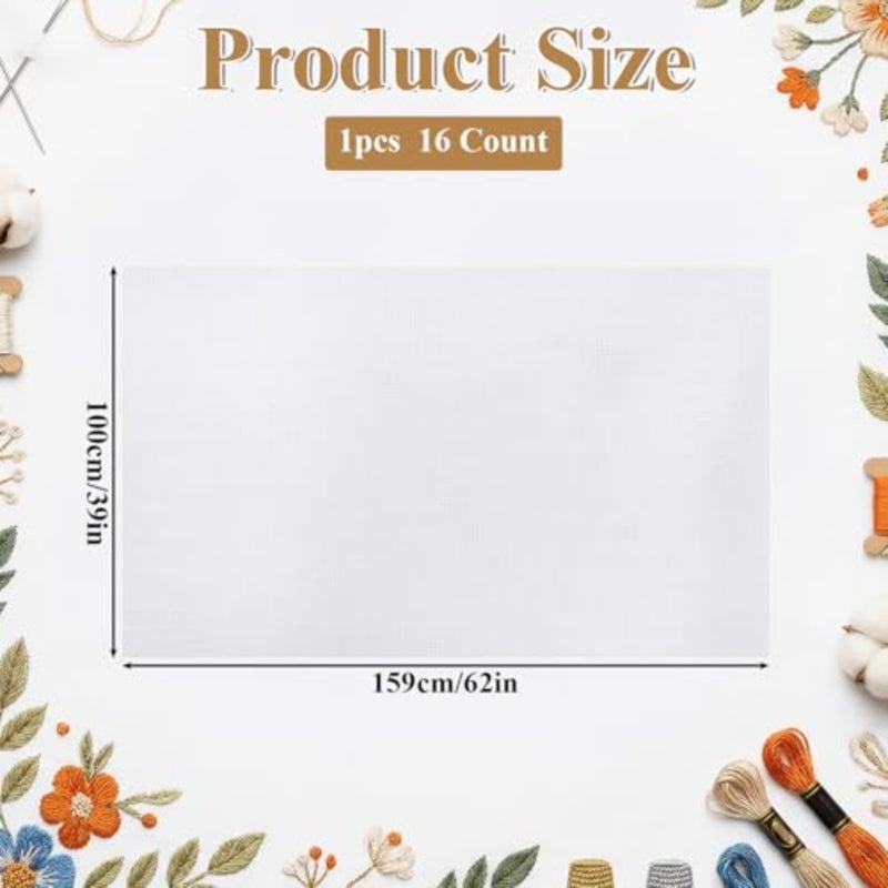 16 Count Aida Cloth Cross Stitch, White Cross Stitch Fabric, Classic Reserve Cross-Stitch Aida Cloth White Cross-Stitch Canvas for Embroidery, 39 inch by 62 inch - Image 3
