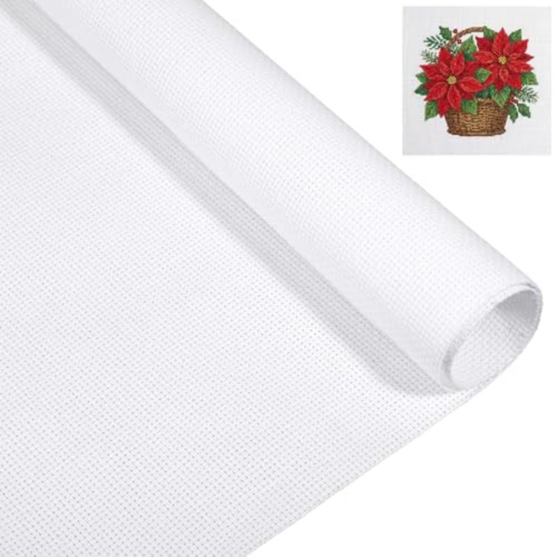 16 Count Aida Cloth Cross Stitch, White Cross Stitch Fabric, Classic Reserve Cross-Stitch Aida Cloth White Cross-Stitch Canvas for Embroidery, 39 inch by 62 inch - Image 2