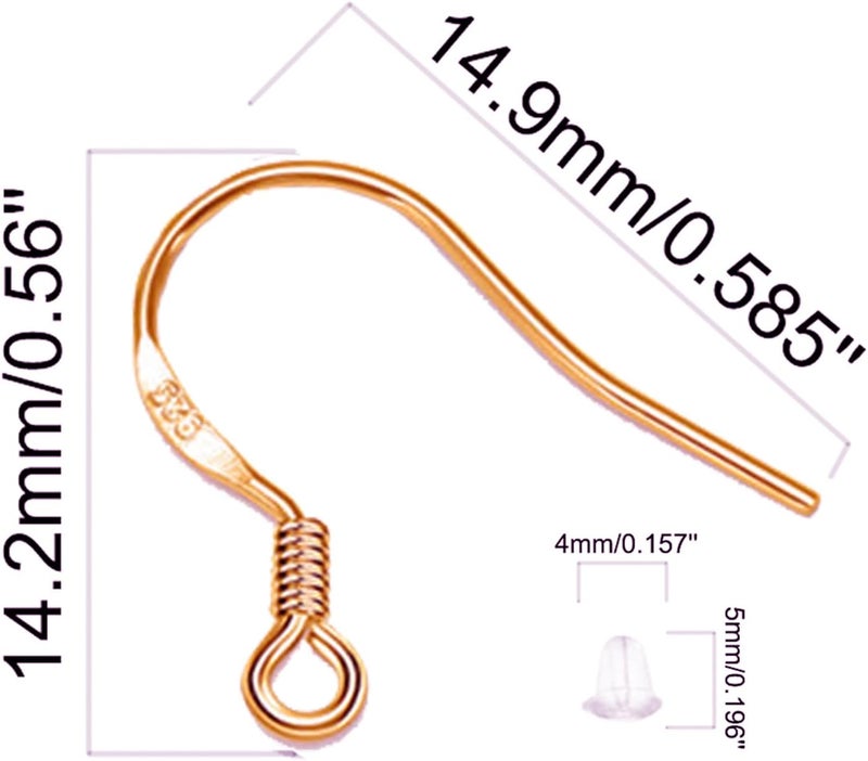 DIYEAR Rose Gold Earring Hooks, 240Pcs Earrings Making Kit with Hypoallergenic Ear Hooks, Jump Rings and Clear Rubber Earring Backs for DIY Jewelry Making - Image 3