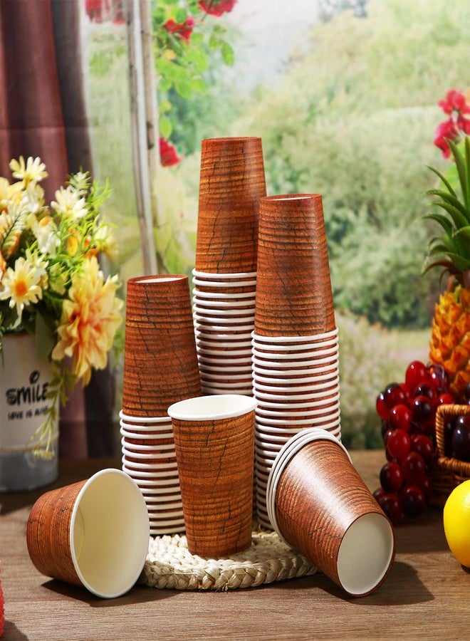 Maxcheck 100 Pcs 9 oz Wood Disposable Cups Brown Western Paper Coffee Cups Rustic Western Themed Party Supplies for Vintage Woodland Farmhouse Birthday Camping Baby Shower Party - Image 5