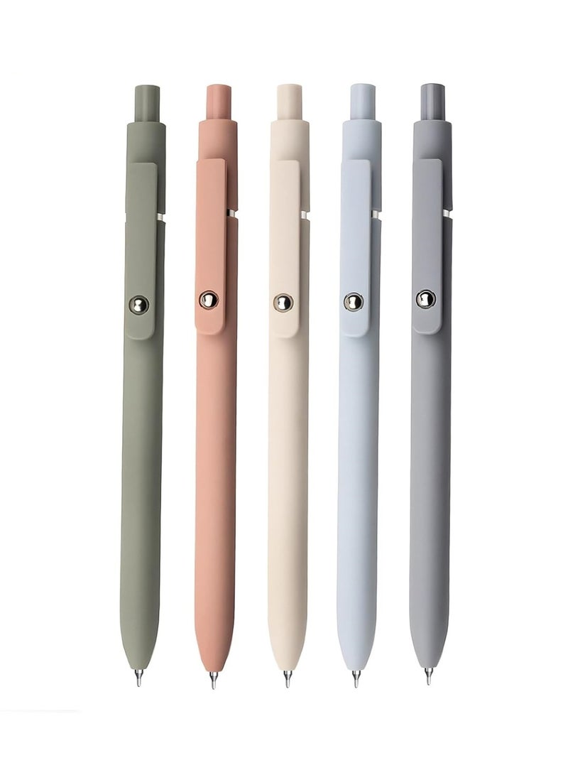 Gel pen set includes 5 black ink pens with fine tips, offering smooth writing. Premium series, ideal for journaling, note-taking, and study use. - Image 1