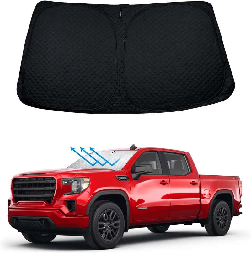 Bestview Windshield Sun Shade Compatible with GMC Sierra 1500 2500 3500 2019 2020 2021 2022 2023, Foldable Reflective Sun Visor Protector, Upgraded 5 Layers 240T Material - Image 1