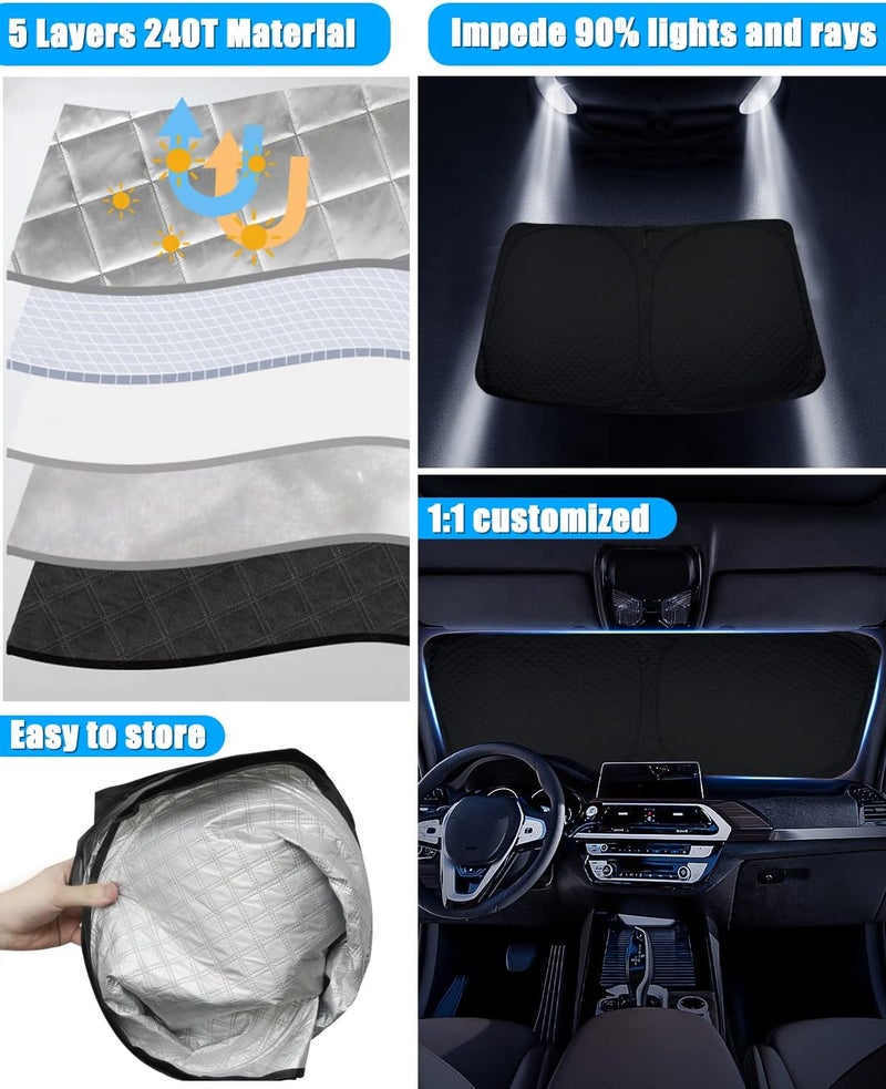 Bestview Windshield Sun Shade Compatible with GMC Sierra 1500 2500 3500 2019 2020 2021 2022 2023, Foldable Reflective Sun Visor Protector, Upgraded 5 Layers 240T Material - Image 3