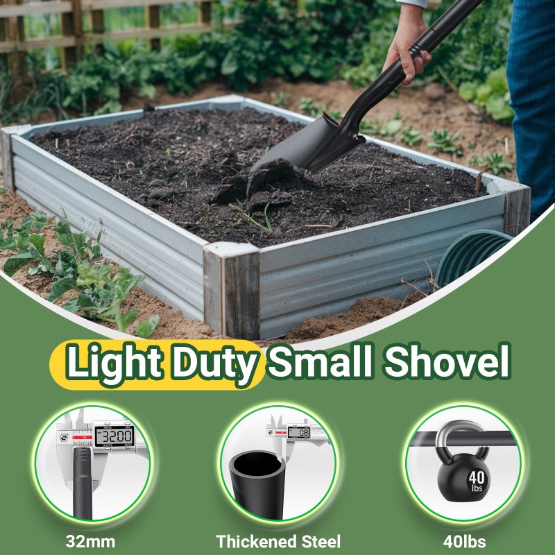 ABtool Small Shovels for Digging, Garden Spade Shovel Beach Shovels with 43.3in Handle,Heavy Duty Portable Metal Shovel for Gardening Camping Trenching Digging Landscaping,Off-Road Use, Black - Image 3