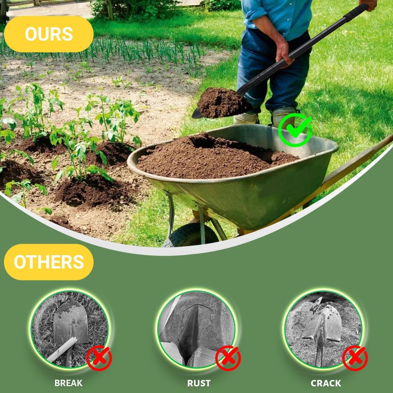 ABtool Small Shovels for Digging, Garden Spade Shovel Beach Shovels with 43.3in Handle,Heavy Duty Portable Metal Shovel for Gardening Camping Trenching Digging Landscaping,Off-Road Use, Black - Image 5