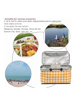 Rightsure Insulated Picnic Basket, 30L Large Portable Collapsible Cooler Bag Grocery Bag Shopping Basket with Aluminium Handles for Shopping, Travel, Camping (Yellow)  - Image 5