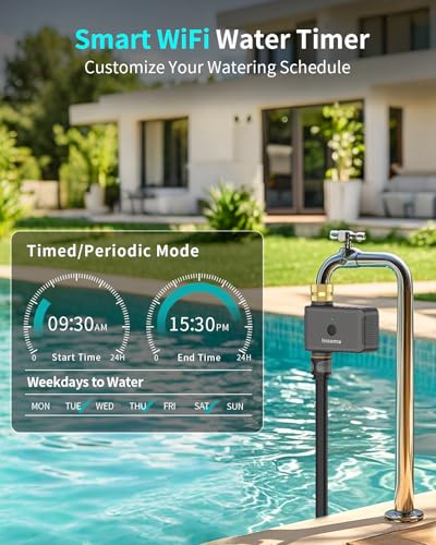 Insoma WiFi Water Timer Brass Inlet, 2.4GHz Smart Sprinkler Timers, 1 Zone Hose Timer with WiFi Hub, Voice/App Control with Alexa & Google Assistant, Auto/Manual Watering, Rain Delay, for Garden, Yard, Lawn - Image 4