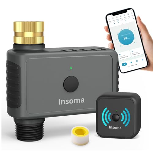 Insoma WiFi Water Timer Brass Inlet, 2.4GHz Smart Sprinkler Timers, 1 Zone Hose Timer with WiFi Hub, Voice/App Control with Alexa & Google Assistant, Auto/Manual Watering, Rain Delay, for Garden, Yard, Lawn - Image 1