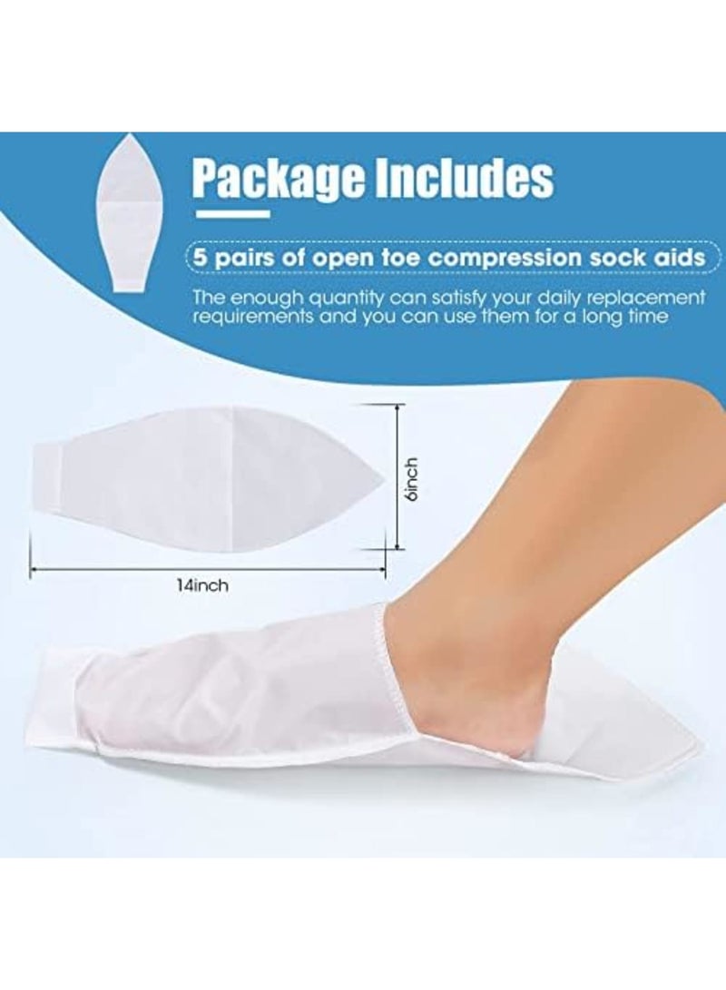 SYOSI 10 Pieces Easy Slide Open Toe Compression Sock Aid, Slip Stocking Applicator for Elderly, Disabled, Pregnant Women & Men – Convenient Compression Stockings for Easy On and Off (White) - Image 2