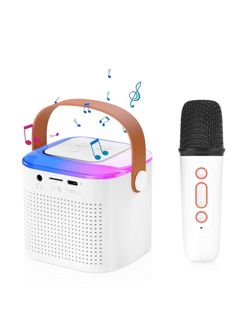 Portable Mini Bluetooth Karaoke Speaker Karaoke Machine with WirelesMicrophone & Voice Changing Effects & Dynamic Lights Karaoke Microphone for Home Party, Birthday Gifts - Image 1