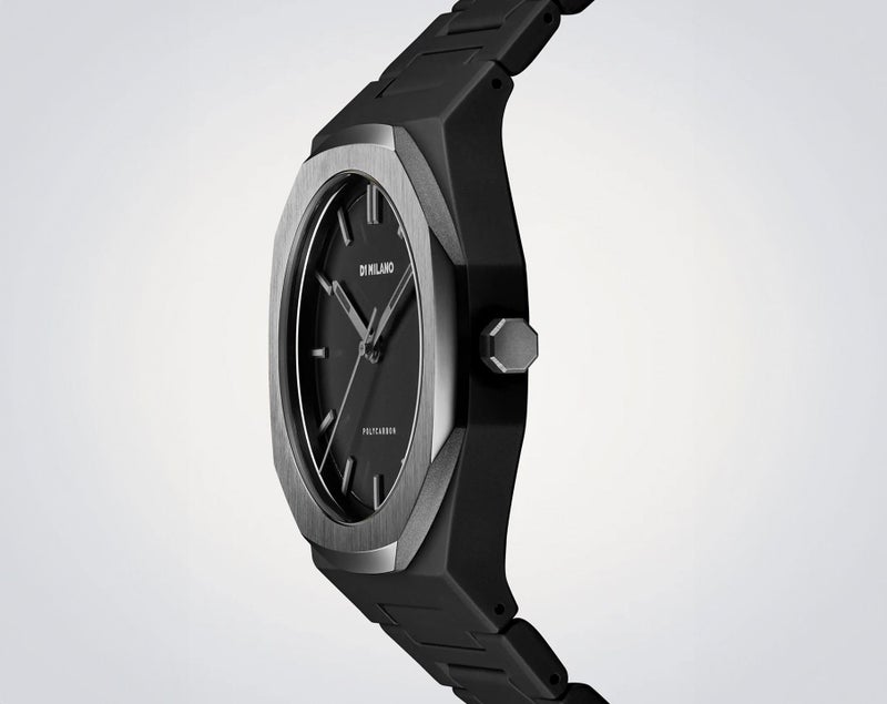 D1 Milano Polycarbon Unisex Luxury Watch, Polycarbonate Quartz Movement, Polycarbonate Strap, 50M Water Resistant Timepiece, Black Dial, 2 Years Warranty - PCBJ13 - Image 3