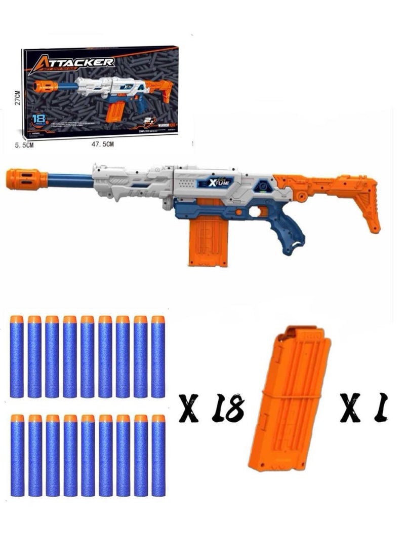 لعبة مسدس رغوة 2 في 1 مع 18 رصاصة 77.5x21x5 سم - Image 1
