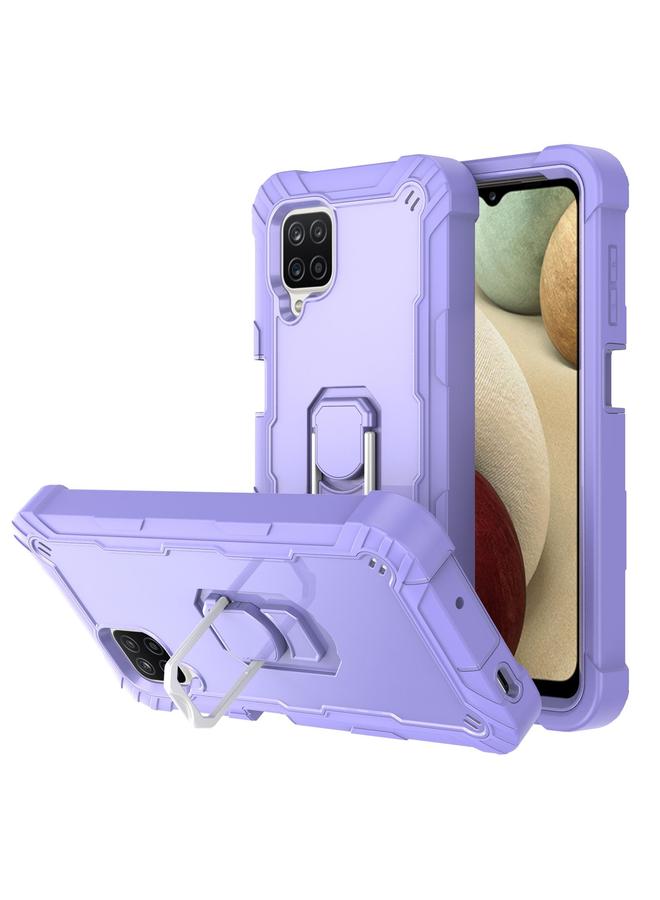 اس-توب جراب لهاتف Samsung Galaxy A12 5G PC + جراب واقٍ مطاطي مقاوم للصدمات بثلاث طبقات مع حامل دوار - Image 1