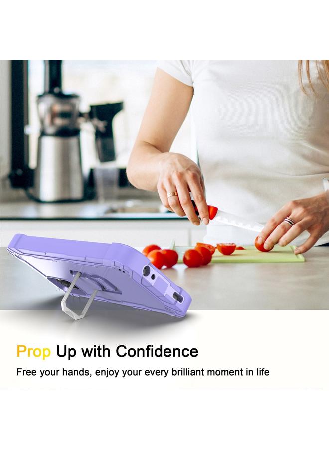 اس-توب جراب لهاتف Samsung Galaxy A12 5G PC + جراب واقٍ مطاطي مقاوم للصدمات بثلاث طبقات مع حامل دوار - Image 5