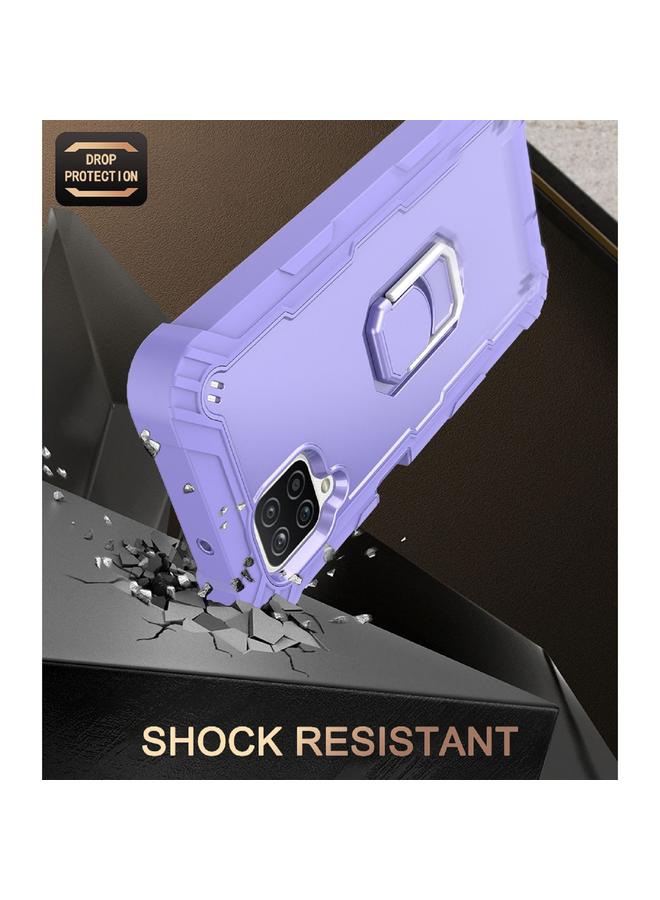 اس-توب جراب لهاتف Samsung Galaxy A12 5G PC + جراب واقٍ مطاطي مقاوم للصدمات بثلاث طبقات مع حامل دوار - Image 4