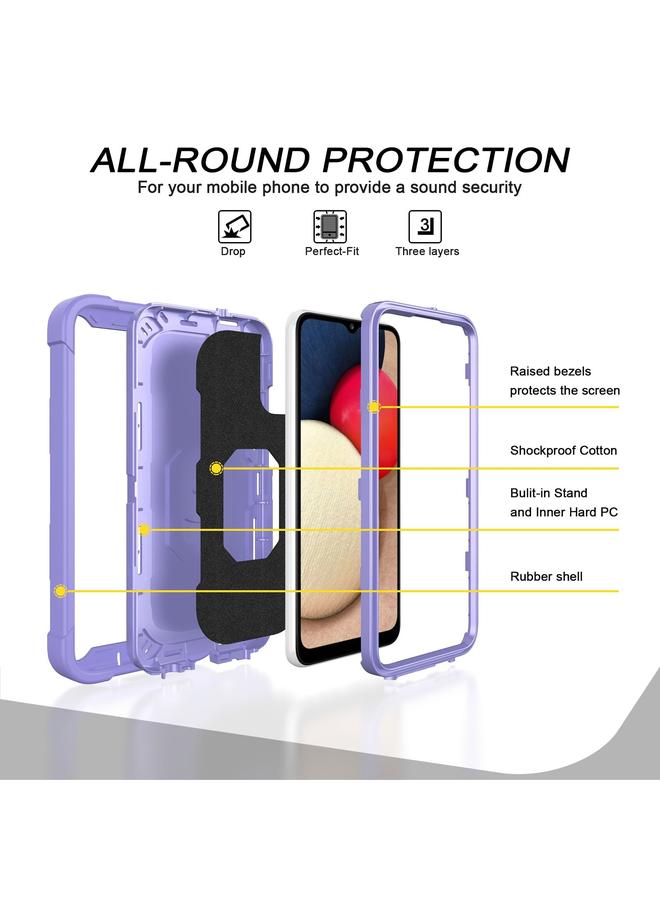 اس-توب جراب لهاتف Samsung Galaxy A12 5G PC + جراب واقٍ مطاطي مقاوم للصدمات بثلاث طبقات مع حامل دوار - Image 3