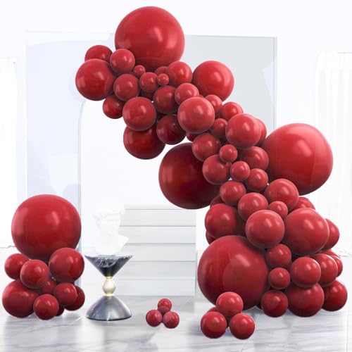 PartyWoo Burgundy Balloons 120 pcs Different Sizes Pack of 18 12 10 5 Inch Maroon Balloon Arch Kit Garland for Valentine's Day Graduation Thanks Giving Christmas Birthday Party Decorations Red-Y62 - Image 1