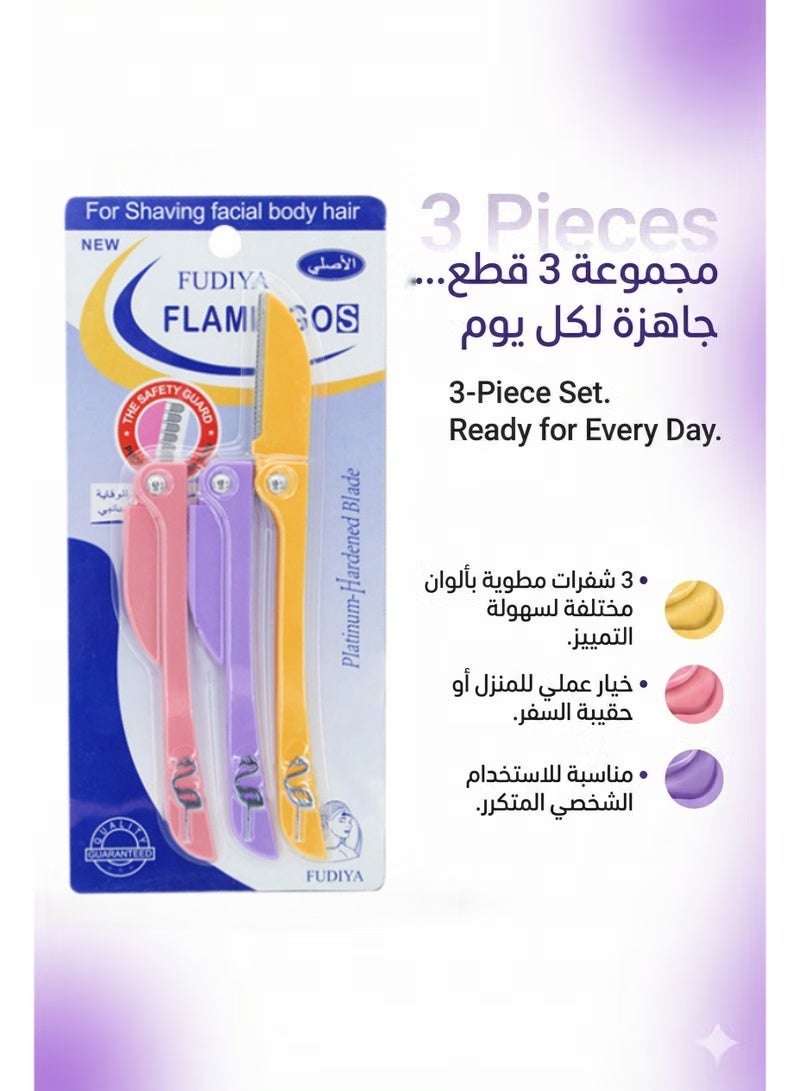 FUDIYA 3 Pack Original Eyebrow Razors, Smooth Facial Shaver for Women, Japanese-Made Body Hair Trimmers with Safety Guard, Gentle Blades for Eyebrows & Facial Hair - Image 3