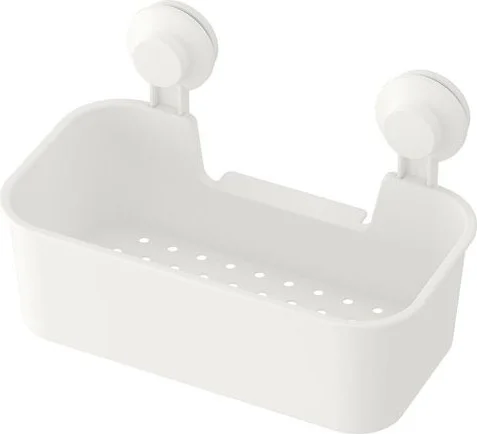 أيكيا White Shower Basket Square Bathroom Shelf Basket with Suction Cup