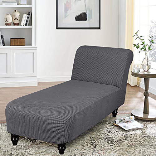 FantasDecor Chaise Lounge Cover Stretch Armless Chair Slipcover for Living Room Indoor Bedroom Soft Jacquard Fabric Machine Washable, Grey - Image 3