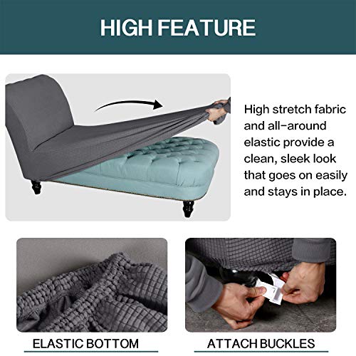 FantasDecor Chaise Lounge Cover Stretch Armless Chair Slipcover for Living Room Indoor Bedroom Soft Jacquard Fabric Machine Washable, Grey - Image 5