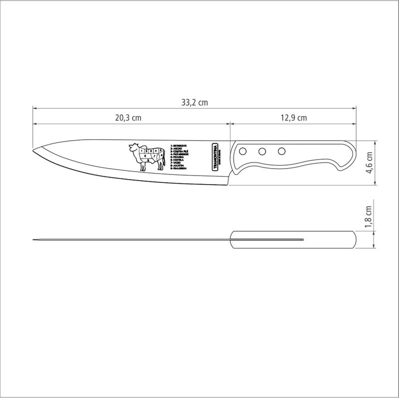 TRAMONTINA 8-Inch Meat Knife Dynamic with Natural Wood Handle - Image 3