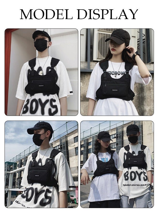 DUNISO Tactical Inspired Sports Chest Bag For Men and Women, Water Resistant Lightweight Running Vest Bag With Built-In Phone Charging Hole & Extra Storage For Workouts, Cycling & Hiking - Image 2