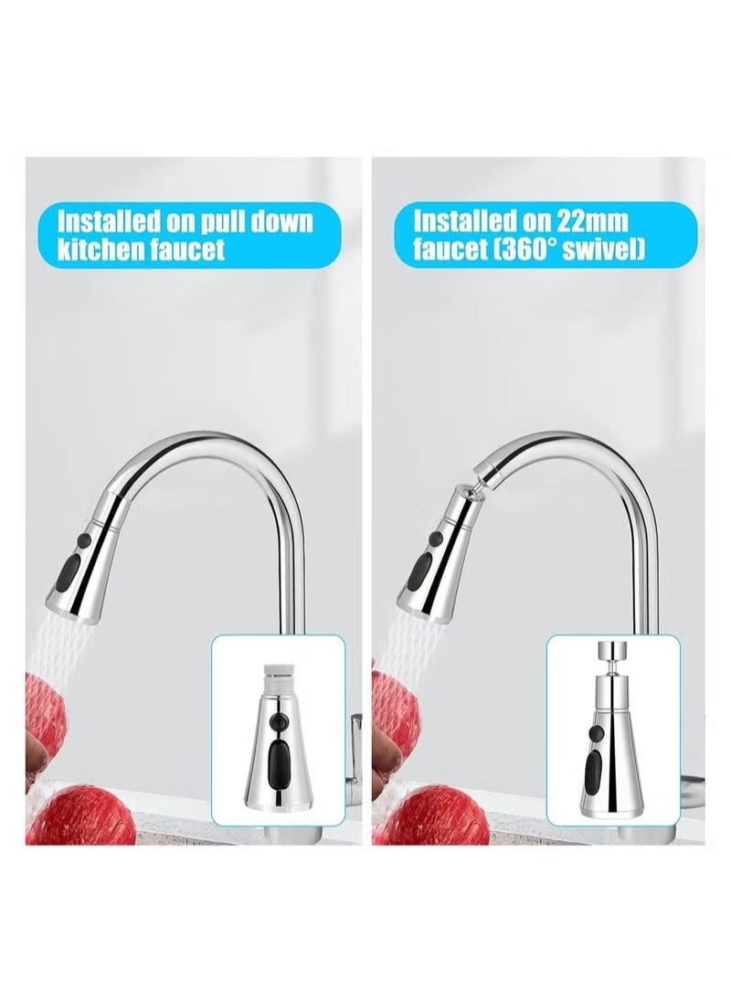 JX Kitchen Tap Spray Head 360 Degree Swivel Spout，Kitchen Sink Tap Spray Attachment Head with 3 Modes for 22mm Tap Adapter Accessories  - Image 3